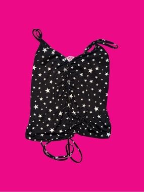 Black Star-Print Spaghetti Strap Tank Top